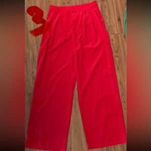 Vibrant Red Wide-Leg Pants